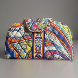 Vera Bradley ✨Double Kiss‎ Lock Clutch Wallet Marina Paisley,Red Yellow Blue